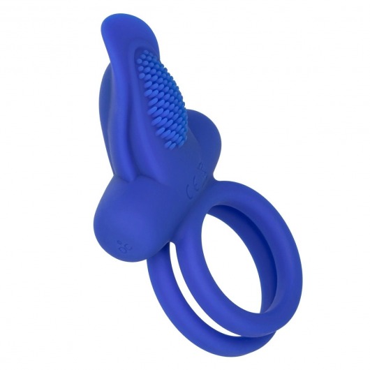 Синее перезаряжаемое эрекционное кольцо Silicone Rechargeable Dual Pleaser Enhancer - California Exotic Novelties - в Коломне купить с доставкой