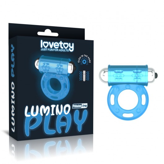 Голубое, светящееся в темноте эрекционное виброкольцо Lumino Play Vibrating Penis Ring - Lovetoy - в Коломне купить с доставкой