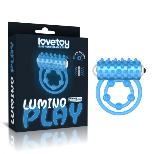 Голубое, светящееся в темноте виброкольцо Lumino Play Vibrating Penis Ring - Lovetoy - в Коломне купить с доставкой