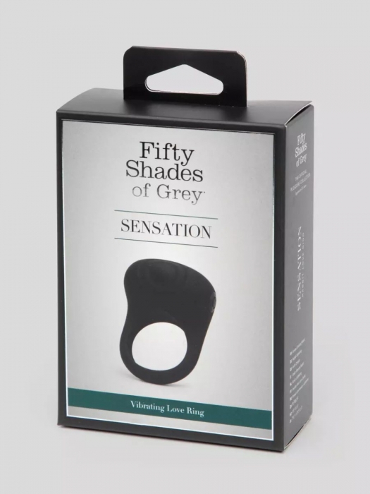 Черное эрекционное виброкольцо Sensation Rechargeable Vibrating Love Ring - Fifty Shades of Grey - в Коломне купить с доставкой