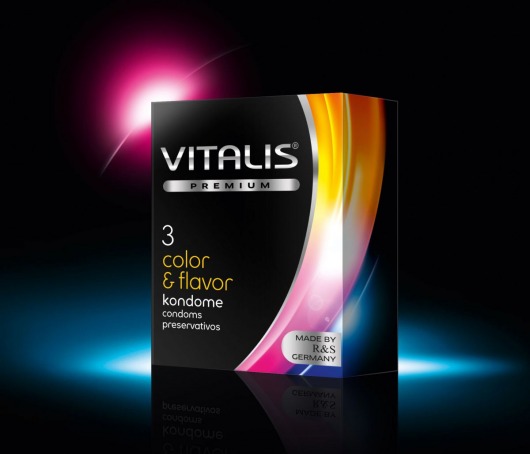 Цветные ароматизированные презервативы VITALIS PREMIUM color   flavor - 3 шт. - Vitalis - купить с доставкой в Коломне