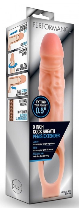 Телесная насадка на пенис 9 Inch Cock Sheath Extender - 22,2 см. - Blush Novelties - в Коломне купить с доставкой