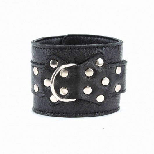 Чёрные кожаные оковы с клепками - БДСМ Арсенал - купить с доставкой в Коломне