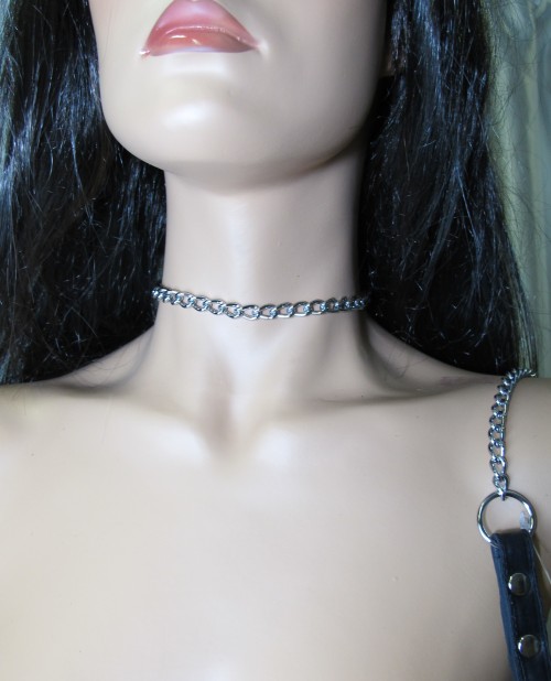 Металлический поводок с кожаной ручкой - БДСМ Арсенал - купить с доставкой в Коломне