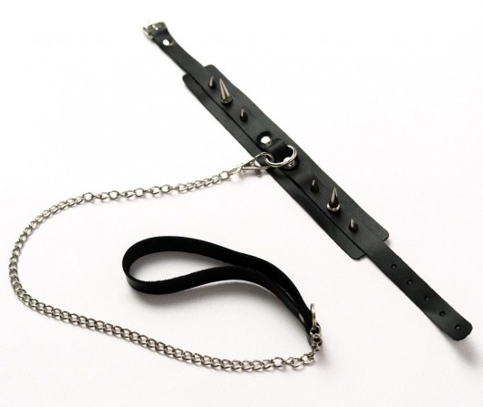 Черный ошейник с шипами и поводком - Crazy Handmade - купить с доставкой в Коломне