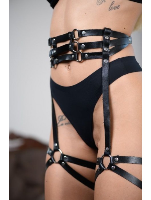 Кожаные гартеры на поясе Esteria - БДСМ Арсенал - купить с доставкой в Коломне