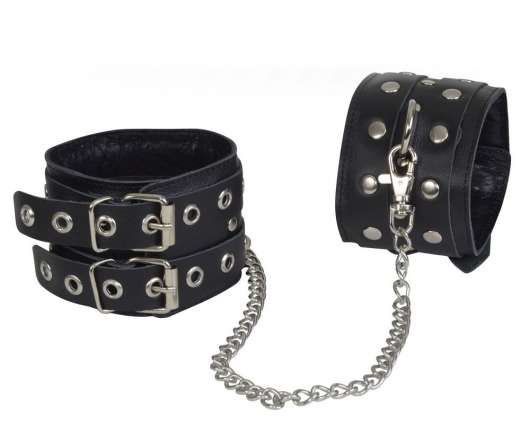 Чёрные кожаные оковы, соединенные цепочкой - Sitabella - купить с доставкой в Коломне