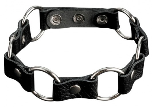 Кожаный черный ошейник с кольцами - Sitabella - купить с доставкой в Коломне