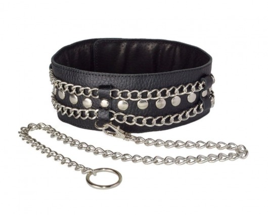 Чёрный ошейник с цепочками и поводком - Sitabella - купить с доставкой в Коломне