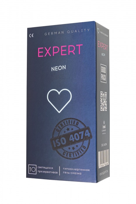 Светящиеся в темноте презервативы EXPERT Neon - 10 шт. - Expert - купить с доставкой в Коломне