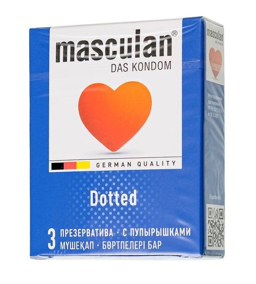 Презервативы с пупырышками Masculan Dotted - 3 шт. - Masculan - купить с доставкой в Коломне