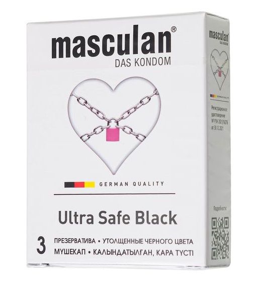 Ультрапрочные презервативы Masculan Ultra Safe Black - 3 шт. - Masculan - купить с доставкой в Коломне