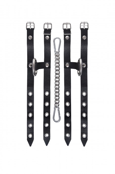 Черные однослойные кожаные оковы из двух ремешков - Pecado - купить с доставкой в Коломне