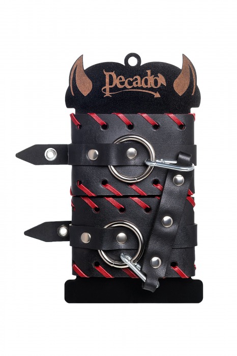 Черно-красные оковы из натуральной кожи - Pecado - купить с доставкой в Коломне