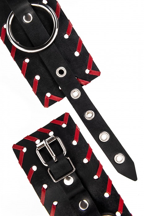 Черно-красные оковы из натуральной кожи - Pecado - купить с доставкой в Коломне