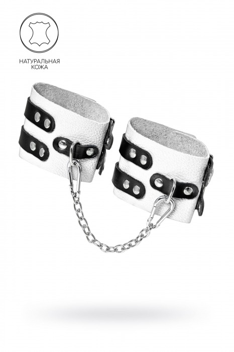 Бело-черные оковы с двумя ремешками и люверсами - Pecado - купить с доставкой в Коломне