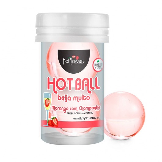 Лубрикант на масляной основе Hot Ball Beija Muito с ароматом клубники и шампанского (2 шарика по 3 гр.) - HotFlowers - купить с доставкой в Коломне