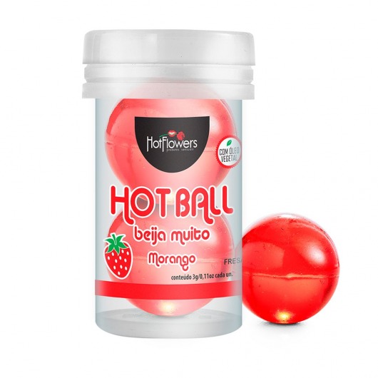 Лубрикант на масляной основе Hot Ball Beija Muito с ароматом клубники (2 шарика по 3 гр.) - HotFlowers - купить с доставкой в Коломне