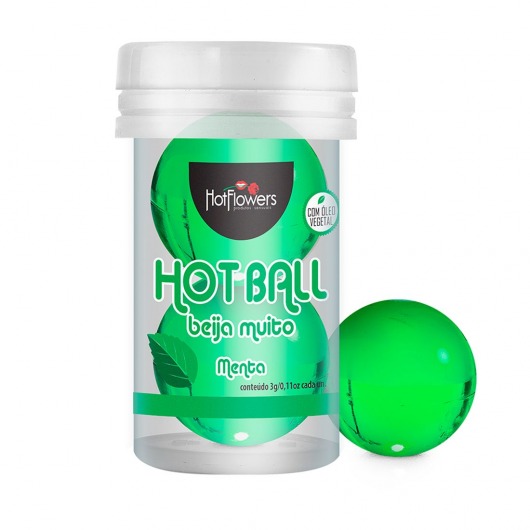 Лубрикант на масляной основе Hot Ball Beija Muito с ароматом мяты (2 шарика по 3 гр.) - HotFlowers - купить с доставкой в Коломне