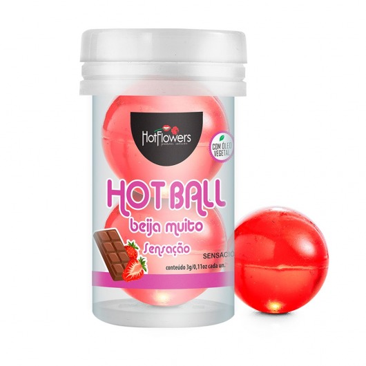 Лубрикант на масляной основе Hot Ball Beija Muito с ароматом шоколада и клубники (2 шарика по 3 гр.) - HotFlowers - купить с доставкой в Коломне