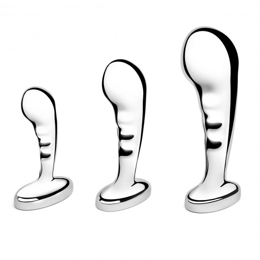 Набор из 3 стальных стимуляторов простаты Stainless Steel P-spot Training Set - b-Vibe - в Коломне купить с доставкой