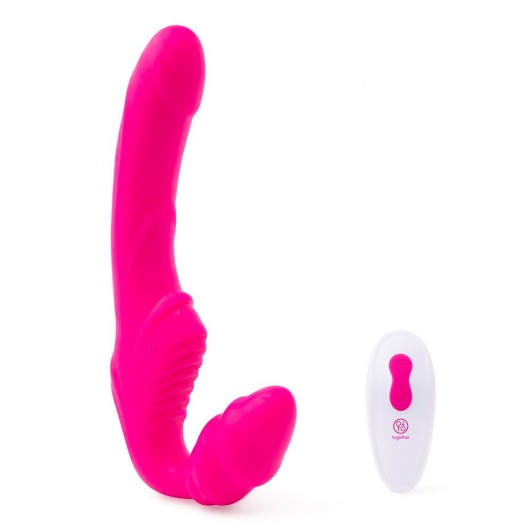 Розовый безремневой страпон на радиоуправлении Strapless Together - 22 см. - Together Toy - купить с доставкой в Коломне