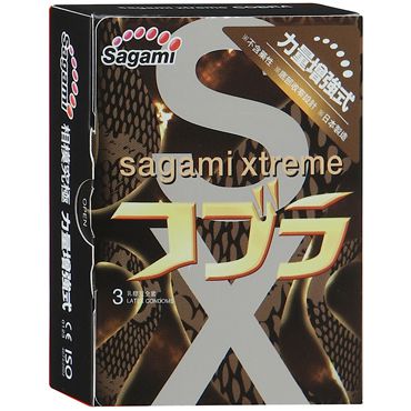 Суженные к основанию презервативы Sagami Xtreme COBRA - 3 шт. - Sagami - купить с доставкой в Коломне