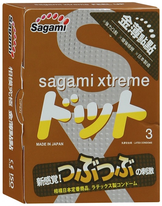 Презервативы Sagami Xtreme FEEL UP с точечной текстурой и линиями прилегания - 3 шт. - Sagami - купить с доставкой в Коломне