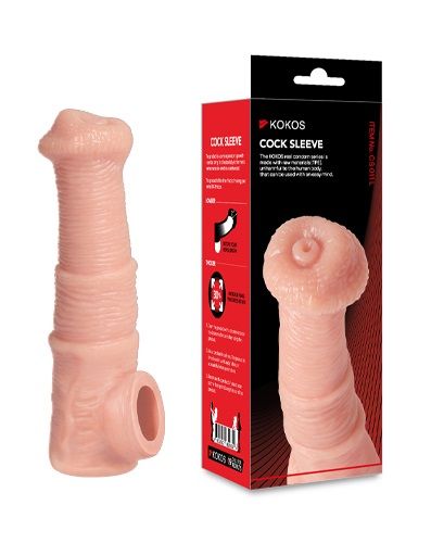 Телесная фантазийная насадка на член Cock Sleeve Size M - KOKOS - в Коломне купить с доставкой