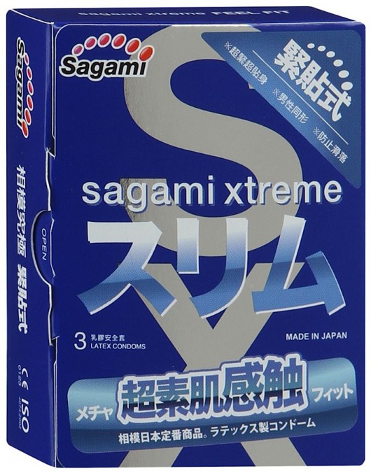 Розовые презервативы Sagami Xtreme FEEL FIT 3D - 3 шт. - Sagami - купить с доставкой в Коломне