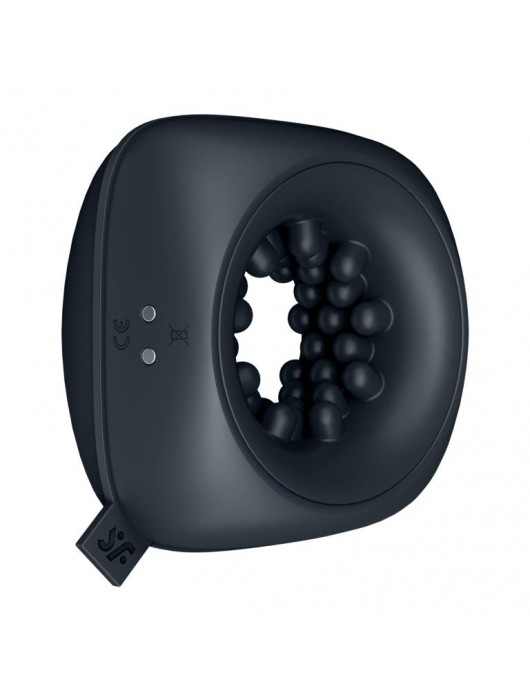 Черный мужской вибромассажер Ring Stroker - Satisfyer - в Коломне купить с доставкой