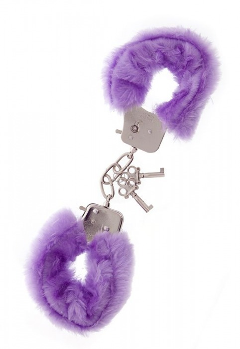 Фиолетовые меховые наручники METAL HANDCUFF WITH PLUSH LAVENDER - Dream Toys - купить с доставкой в Коломне