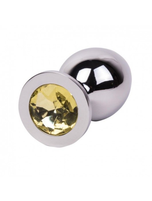 Большой стальной плаг с желтым кристаллом Sweet Lemon - 9,5 см. - Erotic Fantasy - купить с доставкой в Коломне