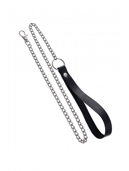 Черный кожаный ошейник-воротник с поводком - Pecado - купить с доставкой в Коломне