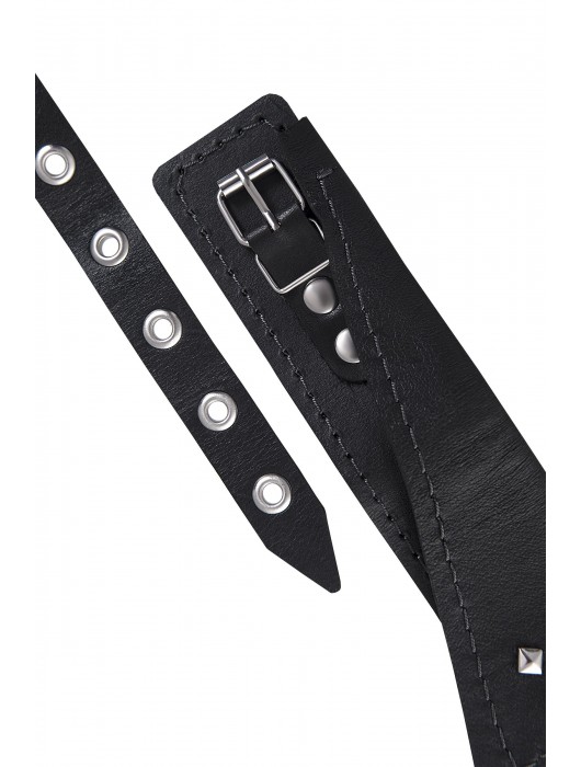 Черный кожаный ошейник-воротник с поводком - Pecado - купить с доставкой в Коломне