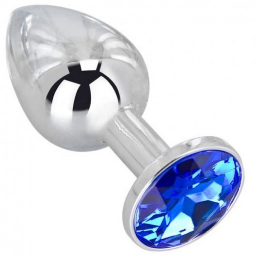 Анальное украшение BUTT PLUG  Small с синим кристаллом - 7 см. - Anal Jewelry Plug - купить с доставкой в Коломне