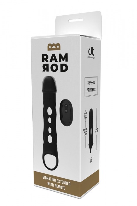 Черная насадка-удлинитель Vibrating Extender With Remote с вибрацией - Dream Toys - в Коломне купить с доставкой