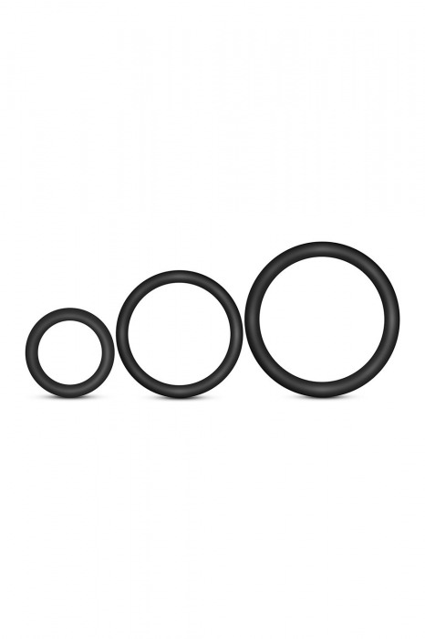 Набор из 3 черных эрекционных колец Cock Ring Set - Blush Novelties - в Коломне купить с доставкой