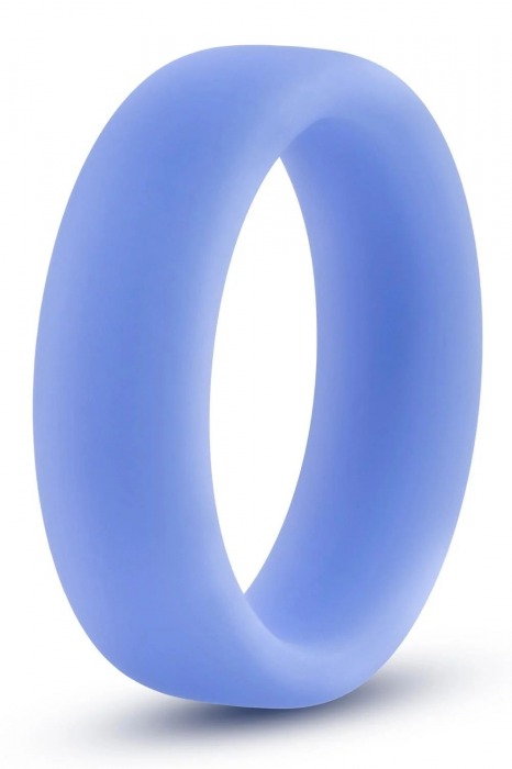 Голубое люминесцентное кольцо Silicone Glo Cock Ring - Blush Novelties - в Коломне купить с доставкой