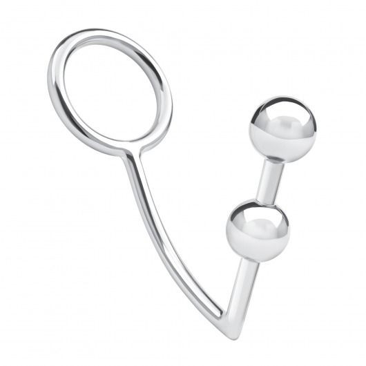 Кольцо на пенис с анальным стимулятором Two Bead Stainless Steel Anal Hook   Cock Ring - BlueLine - в Коломне купить с доставкой