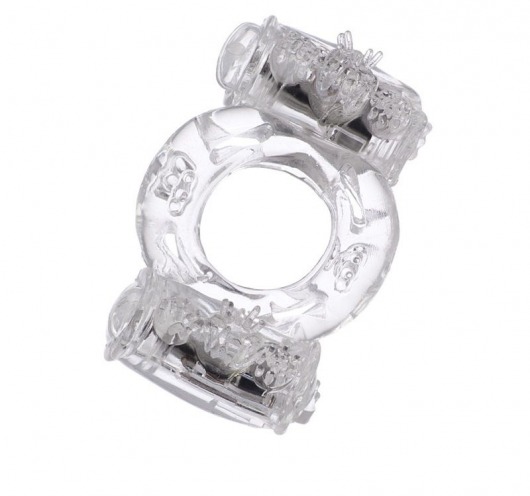 Прозрачное виброкольцо с двумя вибропульками - Toyfa Basic - в Коломне купить с доставкой