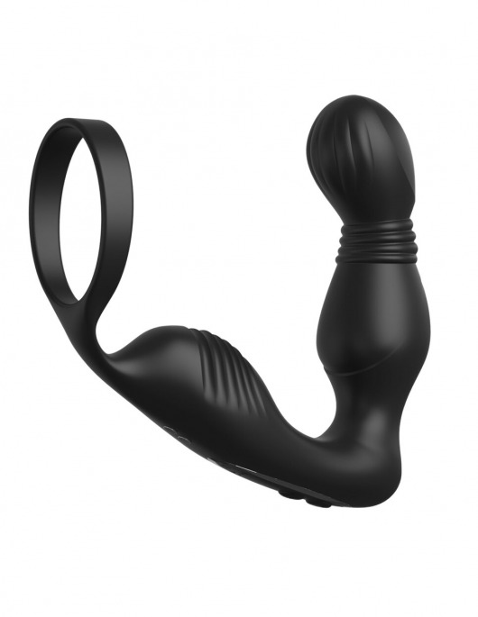 Черный вибростимулятор простаты с эрекционным кольцом Ass-Gasm Pro P-Spot Milker - Pipedream - в Коломне купить с доставкой