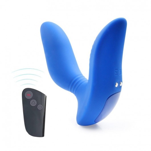 Синий вибромассажер простаты 3,5’’ Remote Control Curve P-spot Massager - 12 см. - Erokay - в Коломне купить с доставкой