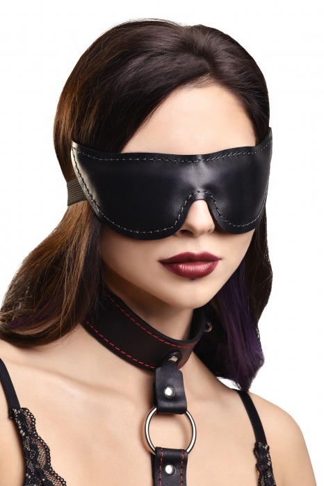 Черная кожаная маска с заостренными кончиками - Pecado - купить с доставкой в Коломне