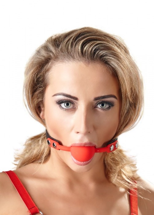 Силиконовый кляп-шар на чёрных ремешках Red Gag silicone - Orion - купить с доставкой в Коломне