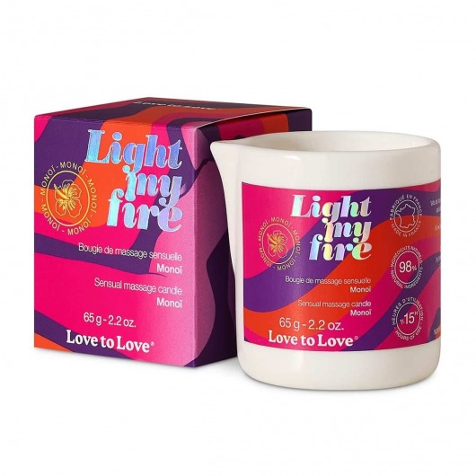 Массажная свеча Light My Fire с ароматом моной - 80 мл. - Love to Love - купить с доставкой в Коломне