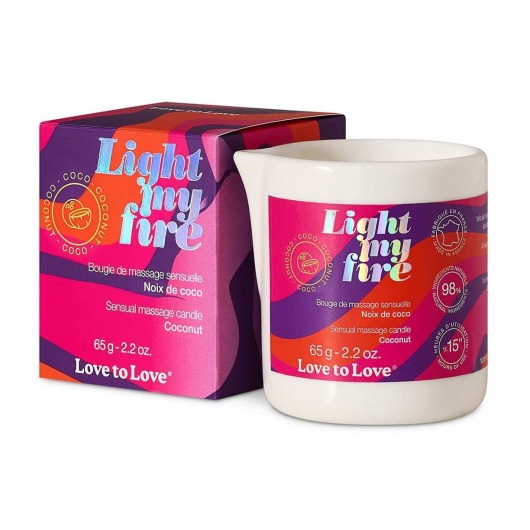 Массажная свеча Light My Fire Coconut с ароматом кокоса - 65 гр. - Love to Love - купить с доставкой в Коломне