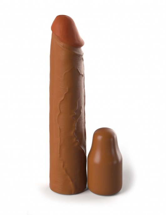 Коричневая насадка на член 2  Silicone X-tension - 20,3 см. - Pipedream - в Коломне купить с доставкой