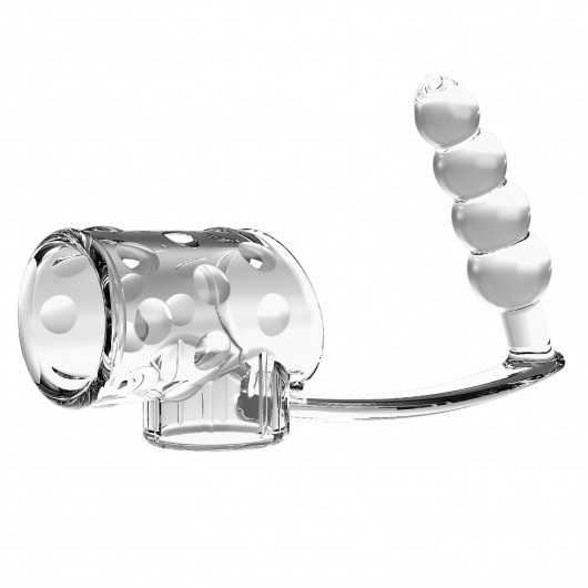 Прозрачная насадка на пенис и мошонку с анальным стимулятором Rilley - Baile - в Коломне купить с доставкой