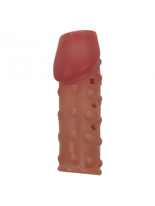 Телесная открытая насадка на пенис с бугорками - 19,8 см. - Baile - в Коломне купить с доставкой